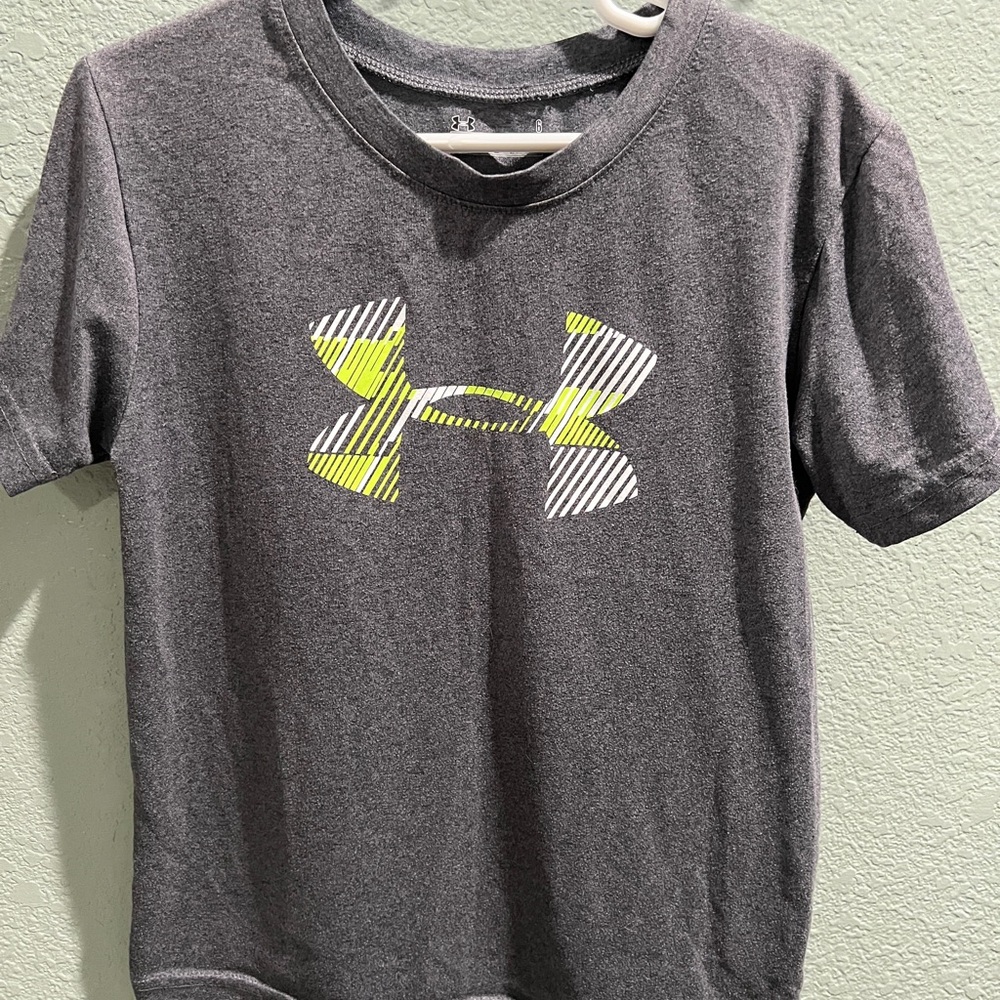 Under Armour Kids Charcoal and Neon Yellow T-Shirt